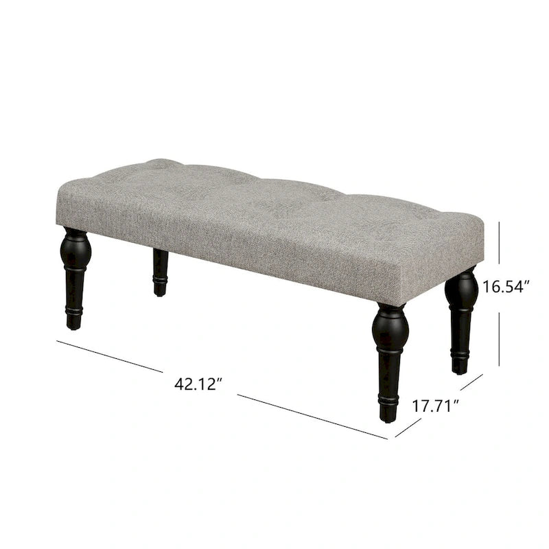 Banc de Chevet Capitonnage Français avec Pieds en Colonne Romaine Épaissie 4" pour Chambre, Salon, Entrée
