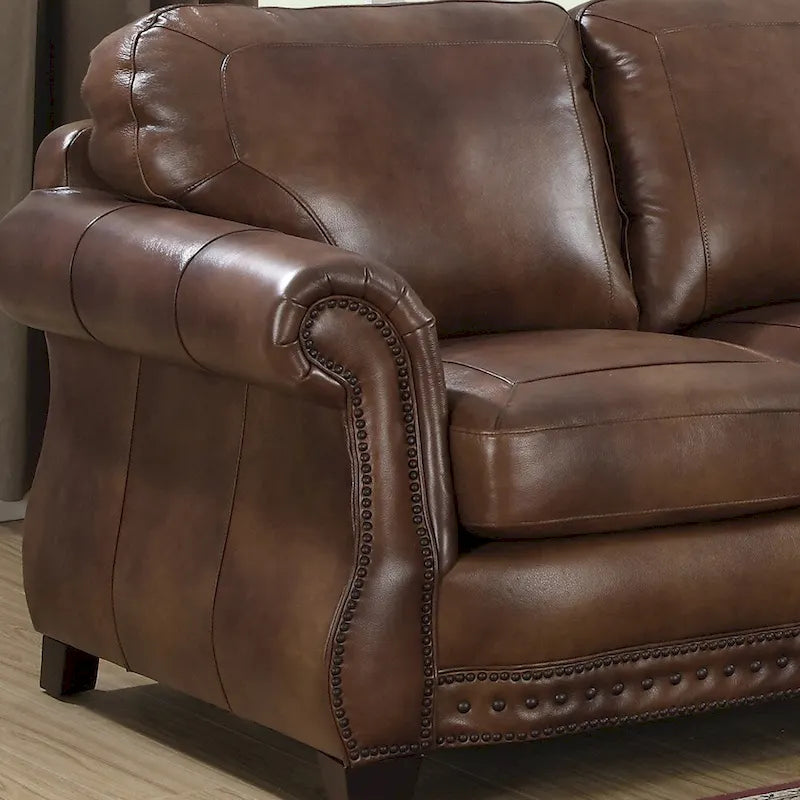 Canapé en cuir italien pleine fleur de qualité supérieure Sterling Cognac Brown