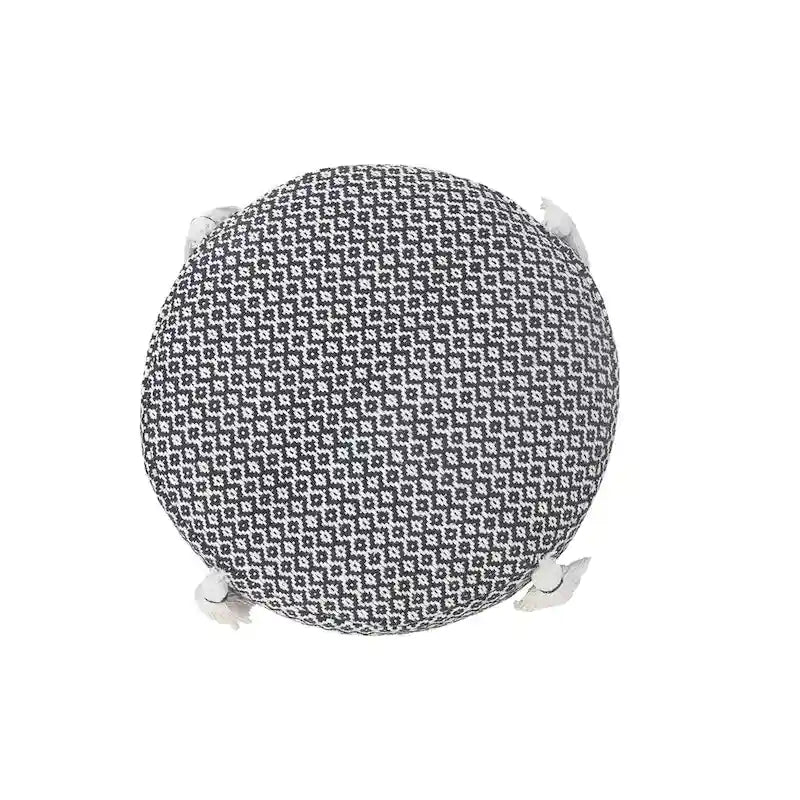 HomeRoots 18 Pouf-ottoman cylindrique géométrique en coton noir