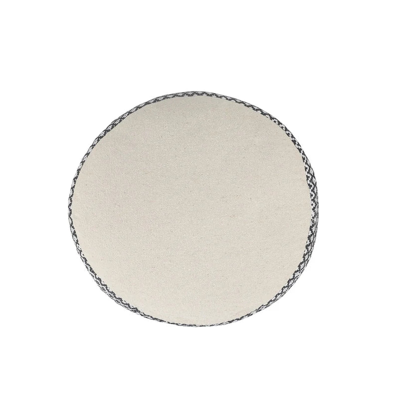 HomeRoots 18 Pouf-ottoman cylindrique géométrique en coton noir
