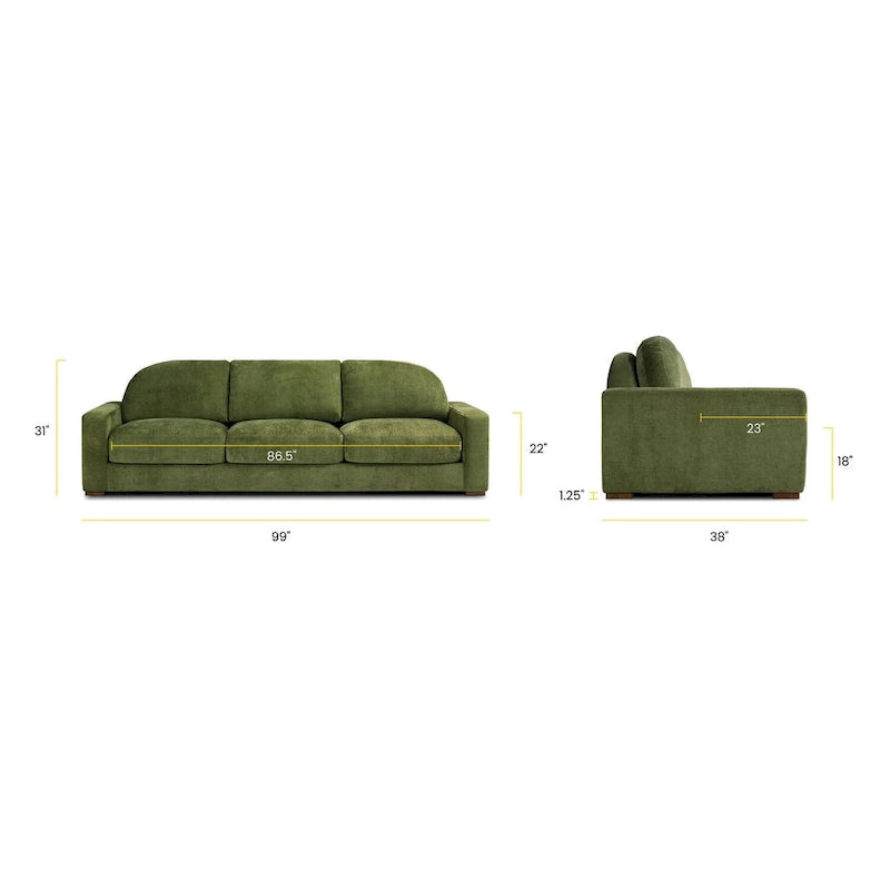 Canapé Poly & Bark Fano 99 en velours vert vieilli