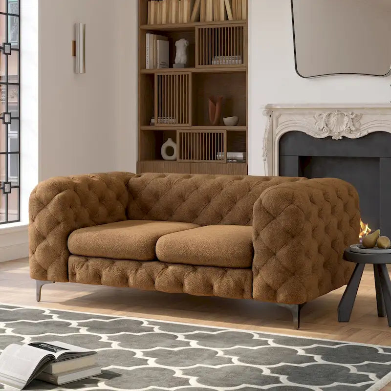 Causeuse en velours capitonné Corvus Chesterfield Aosta