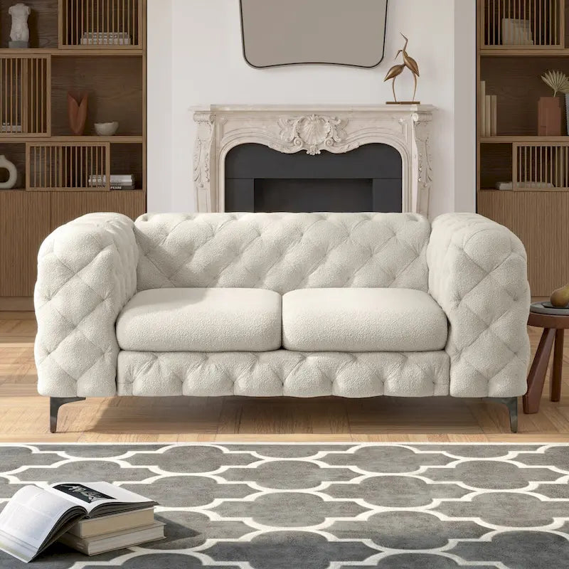 Causeuse en velours capitonné Corvus Chesterfield Aosta