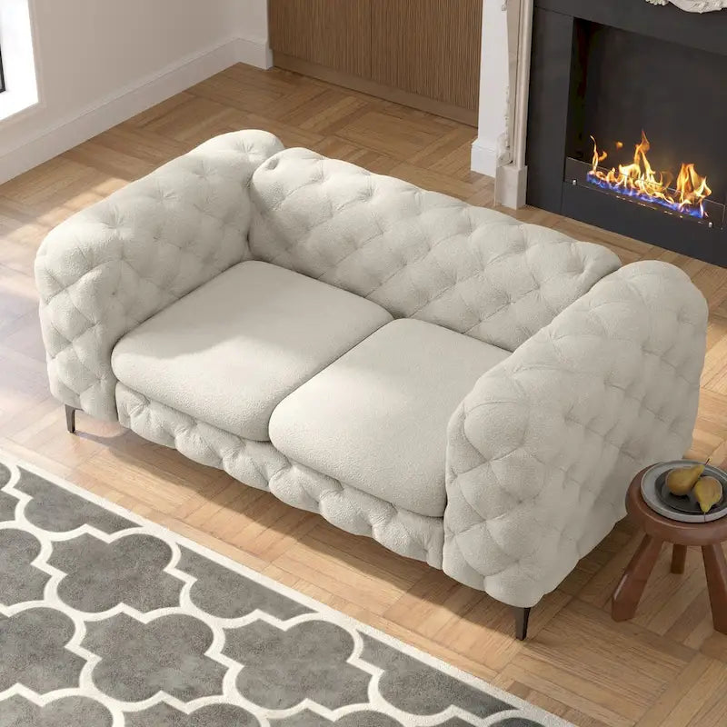 Causeuse en velours capitonné Corvus Chesterfield Aosta