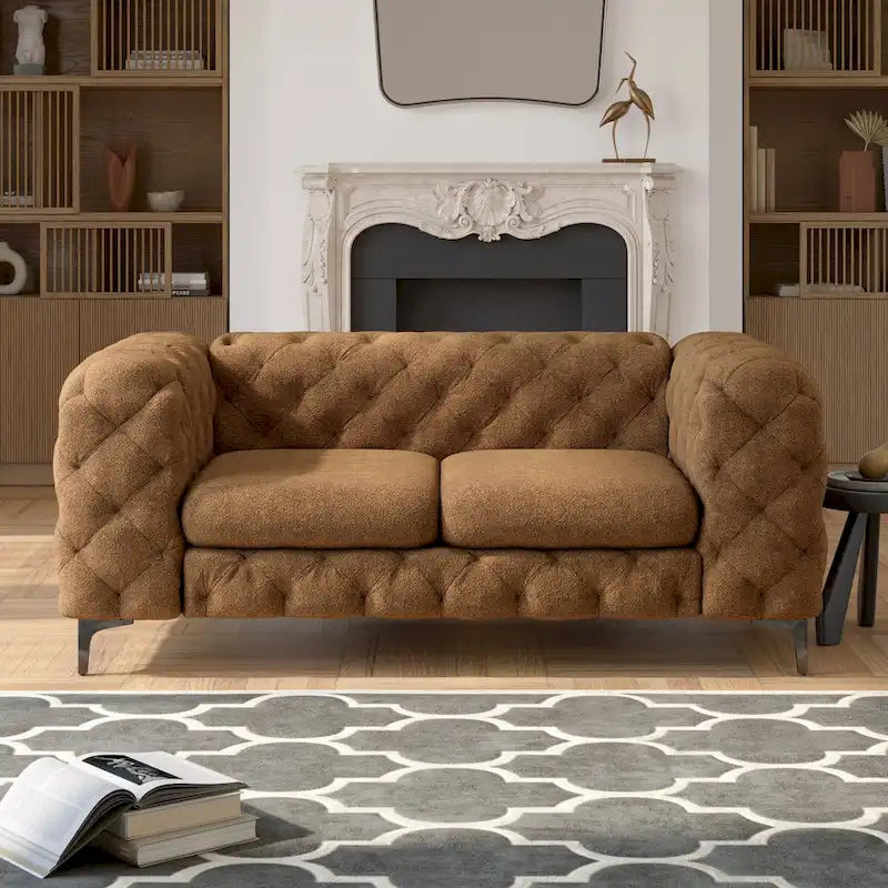 Causeuse en velours capitonné Corvus Chesterfield Aosta