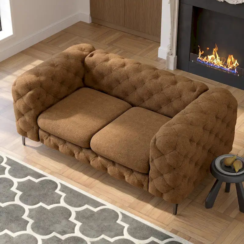 Causeuse en velours capitonné Corvus Chesterfield Aosta