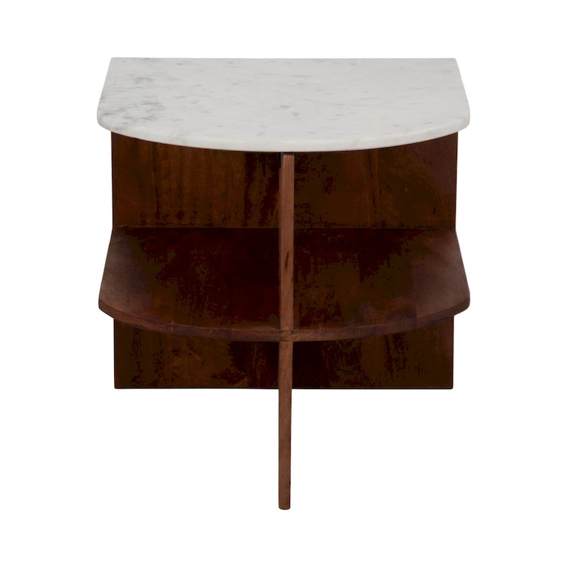 Table d'appoint mi-ronde Sagebrook Home Modern neutre en bois/marbre marron 20 - 20 x 20 x 20 - 20 x 20 x 20