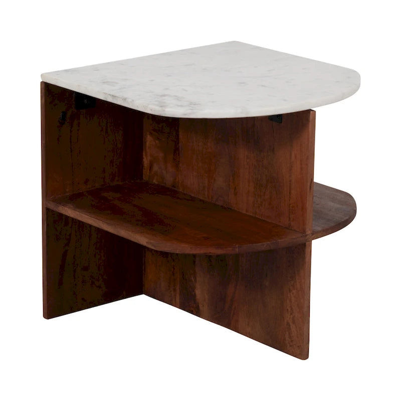 Table d'appoint mi-ronde Sagebrook Home Modern neutre en bois/marbre marron 20 - 20 x 20 x 20 - 20 x 20 x 20