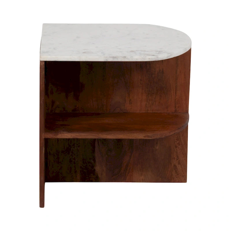 Table d'appoint mi-ronde Sagebrook Home Modern neutre en bois/marbre marron 20 - 20 x 20 x 20 - 20 x 20 x 20