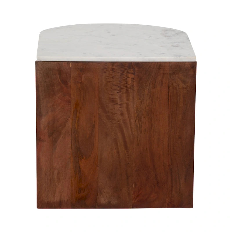 Table d'appoint mi-ronde Sagebrook Home Modern neutre en bois/marbre marron 20 - 20 x 20 x 20 - 20 x 20 x 20