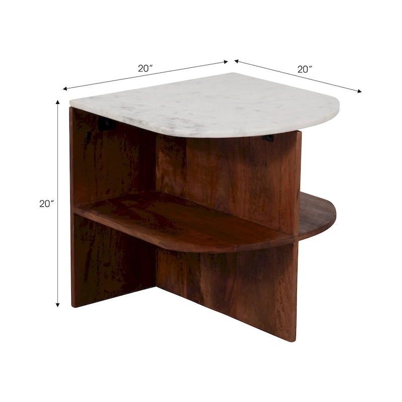 Table d'appoint mi-ronde Sagebrook Home Modern neutre en bois/marbre marron 20 - 20 x 20 x 20 - 20 x 20 x 20