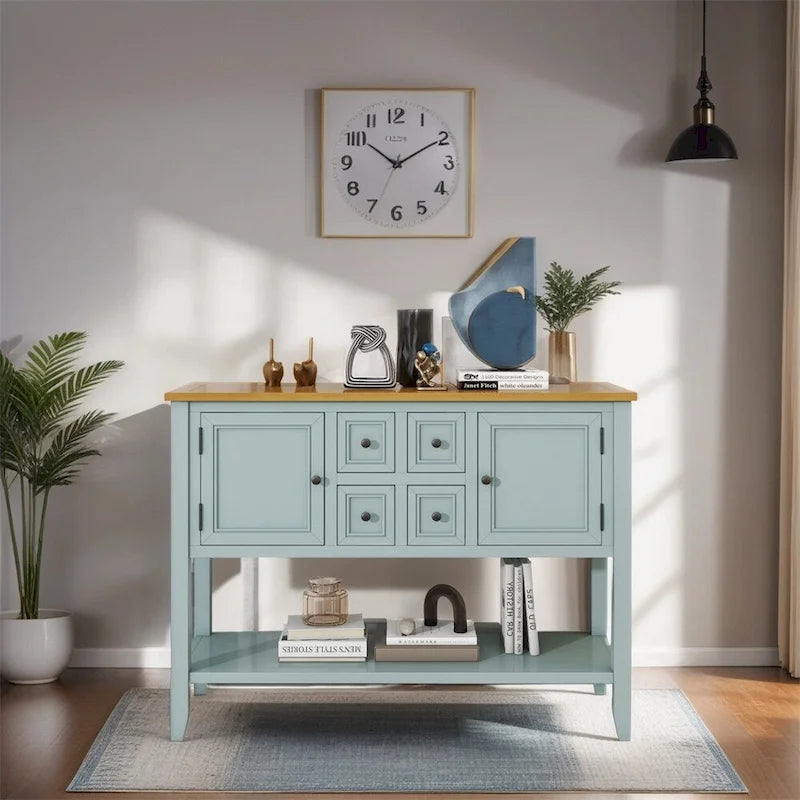 Console de la série Cambridge avec grand espace de rangement et quatre tiroirs