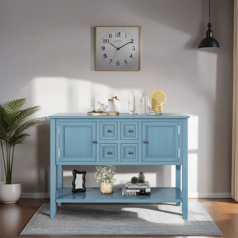 Console de la série Cambridge avec grand espace de rangement et quatre tiroirs