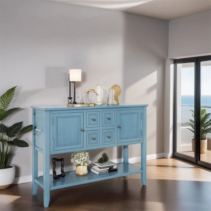 Console de la série Cambridge avec grand espace de rangement et quatre tiroirs