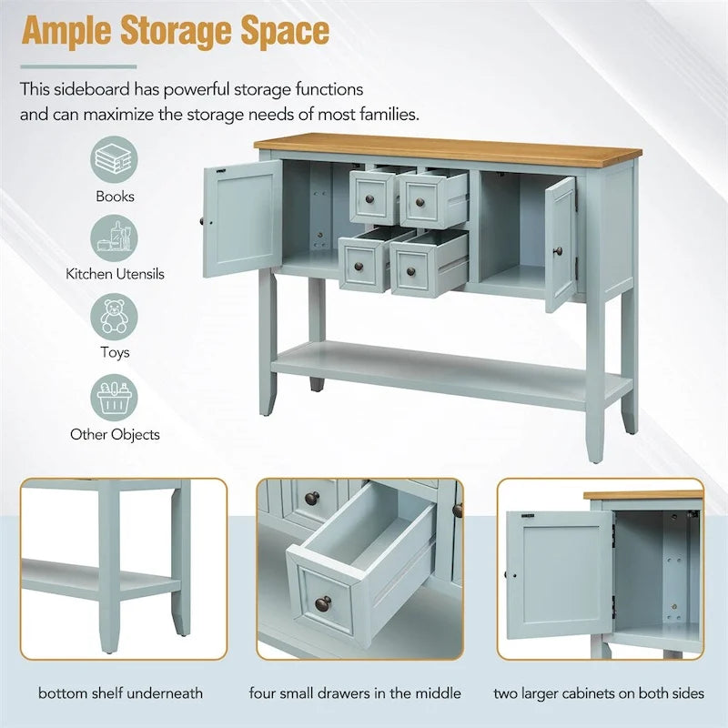 Console de la série Cambridge avec grand espace de rangement et quatre tiroirs