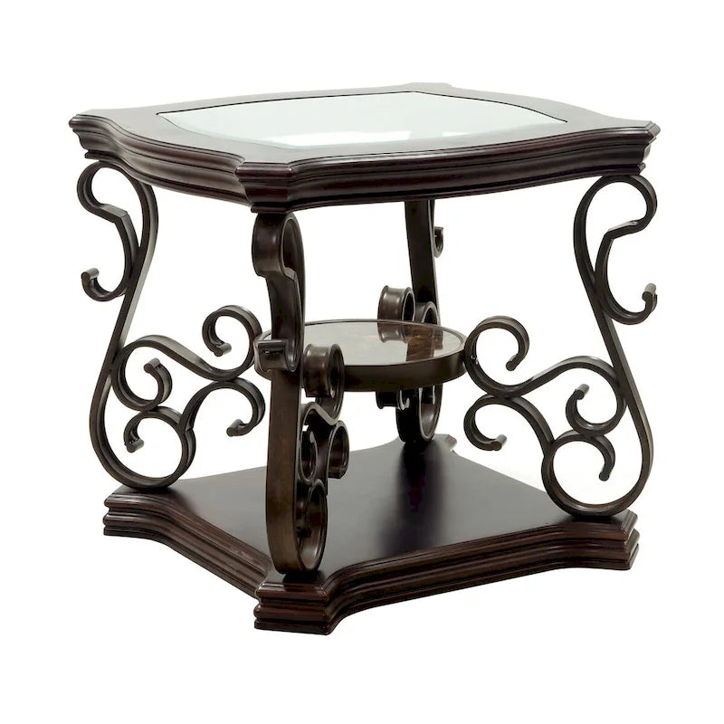 Ensemble de tables basses gigognes avec plateau en verre trempé, console, table d'appoint et pieds en métal rétro