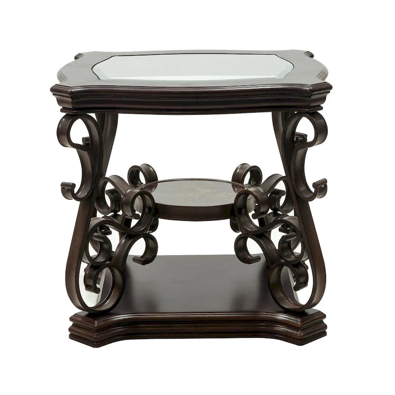 Ensemble de tables basses gigognes avec plateau en verre trempé, console, table d'appoint et pieds en métal rétro
