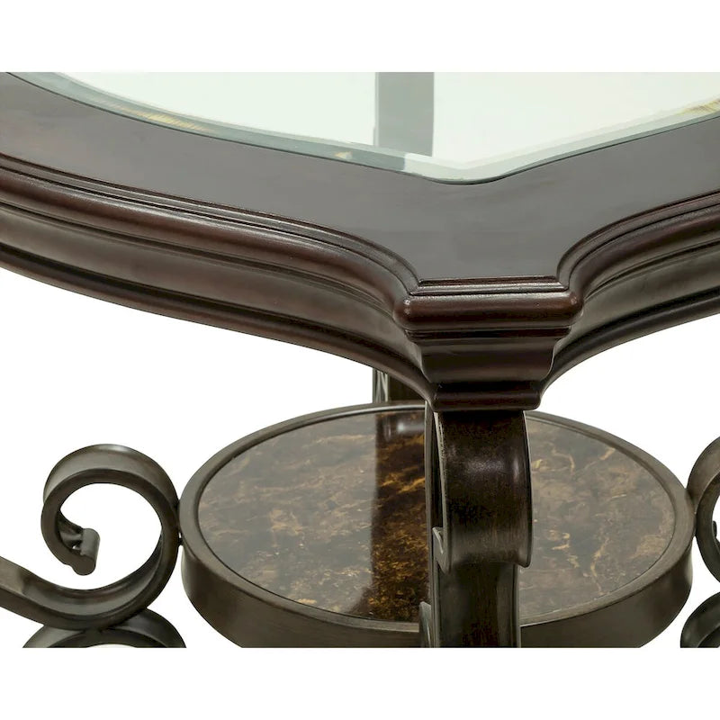 Ensemble de tables basses gigognes avec plateau en verre trempé, console, table d'appoint et pieds en métal rétro