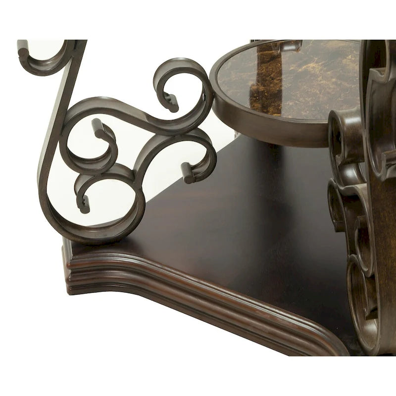 Ensemble de tables basses gigognes avec plateau en verre trempé, console, table d'appoint et pieds en métal rétro