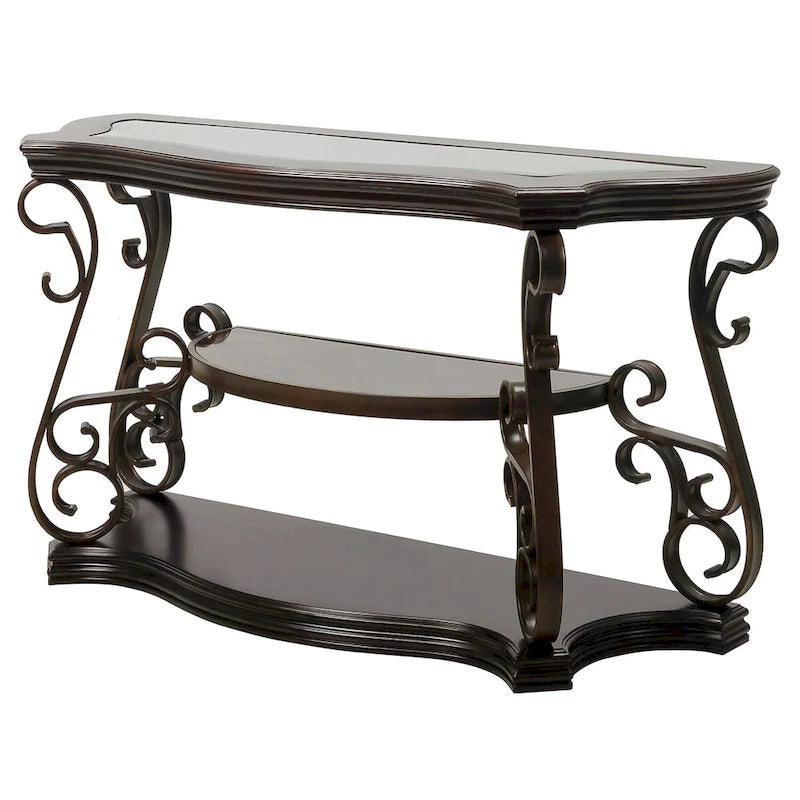 Ensemble de tables basses gigognes avec plateau en verre trempé, console, table d'appoint et pieds en métal rétro