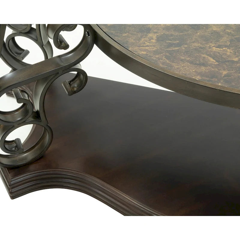 Ensemble de tables basses gigognes avec plateau en verre trempé, console, table d'appoint et pieds en métal rétro