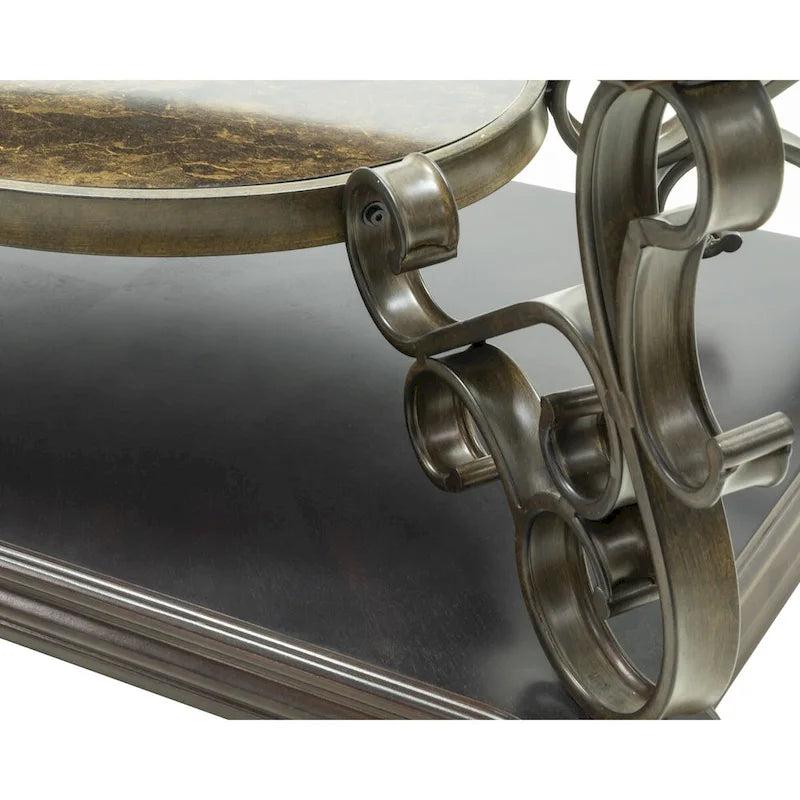 Ensemble de tables basses gigognes avec plateau en verre trempé, console, table d'appoint et pieds en métal rétro