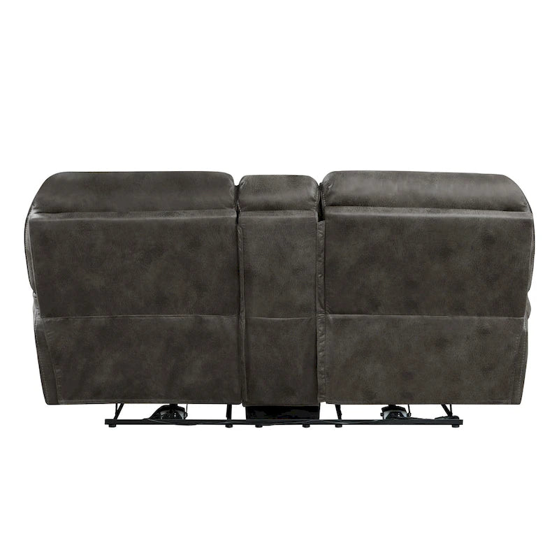 Causeuse inclinable électrique double Tony de 80 po, console porte-gobelets, USB, grise