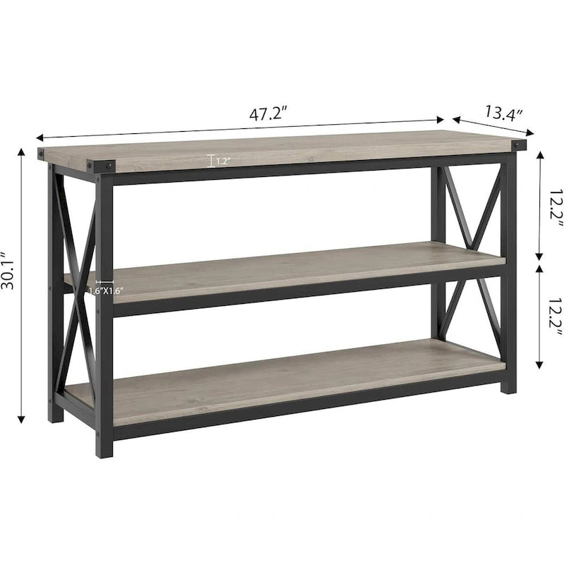 47.2 Table d'entrée étroite à 3 niveaux, table console avec cadre en métal
