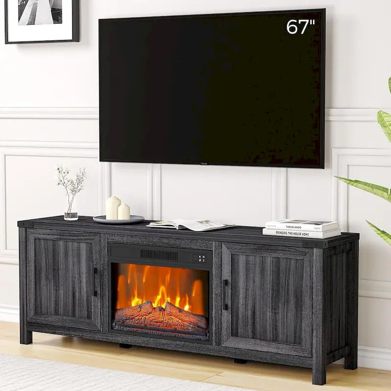 Meuble TV avec cheminée électrique pour téléviseurs jusqu'à 65 pouces - 65 pouces