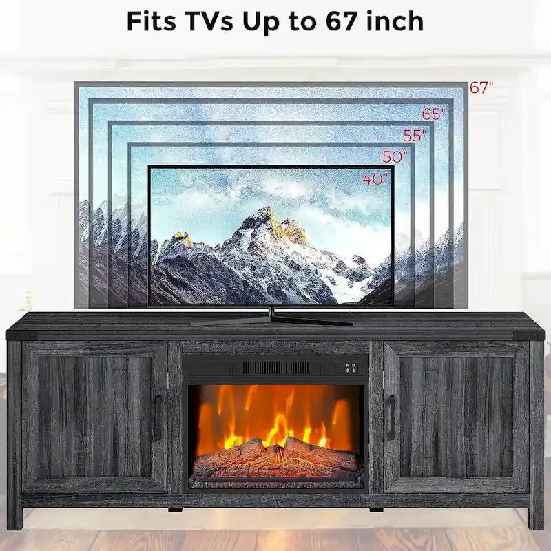 Meuble TV avec cheminée électrique pour téléviseurs jusqu'à 65 pouces - 65 pouces