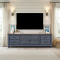 Meuble TV Bridgevine Home Americana 84 po pour téléviseurs jusqu'à 90 po, aucun assemblage requis, fini bleu velours côtelé