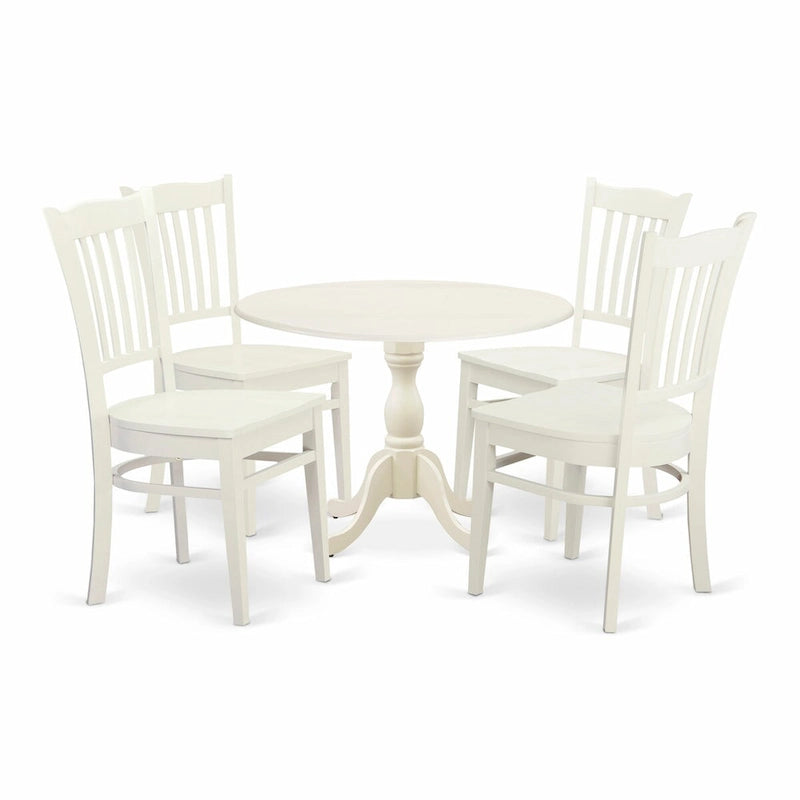 East West Furniture Ensemble de salle à manger 5 pièces - une table de cuisine ronde et 4 chaises de salle à manger (options de finition)
