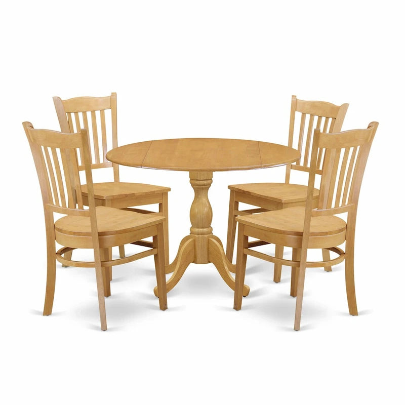 East West Furniture Ensemble de salle à manger 5 pièces - une table de cuisine ronde et 4 chaises de salle à manger (options de finition)