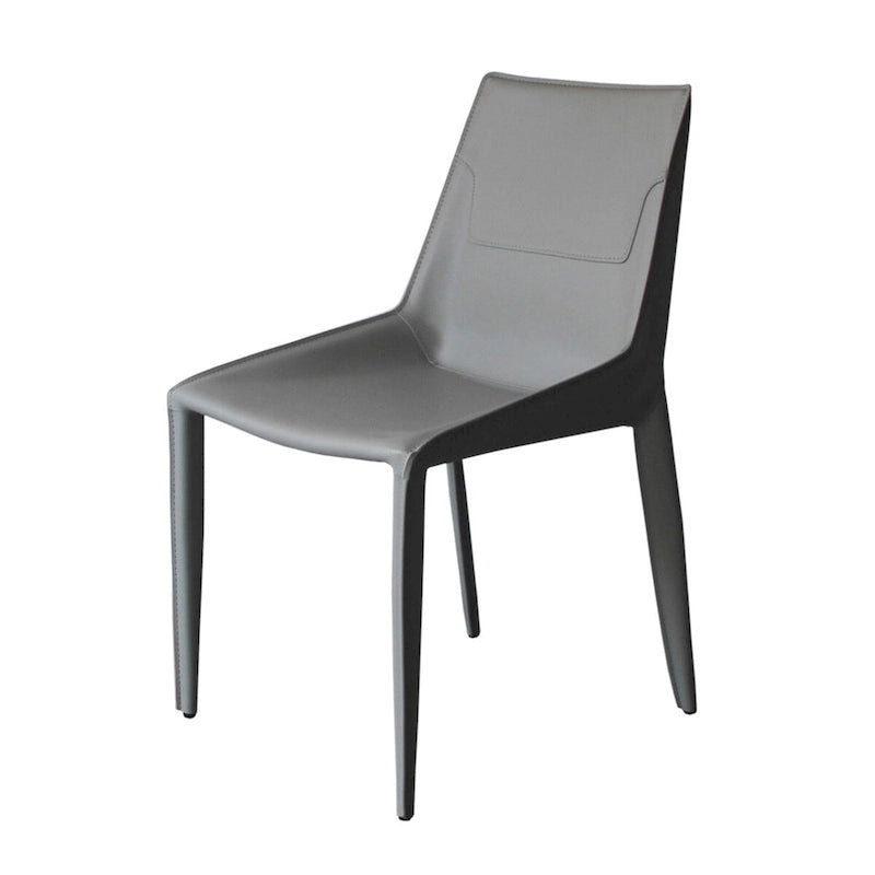 Chaise de salle à manger moderne Modrest Halo en cuir pleine fleur gris clair (Lot de 2)