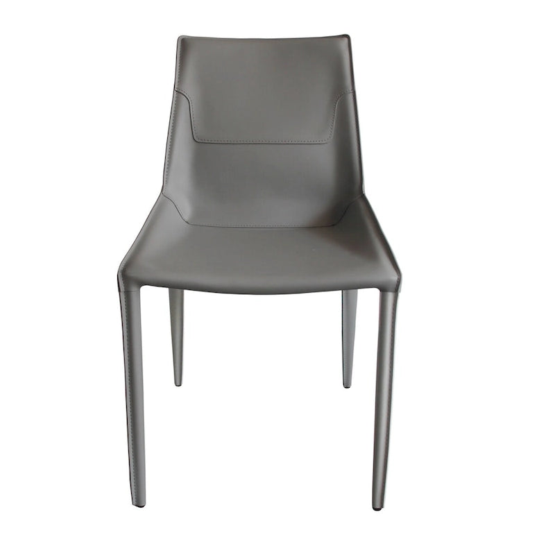 Chaise de salle à manger moderne Modrest Halo en cuir pleine fleur gris clair (Lot de 2)