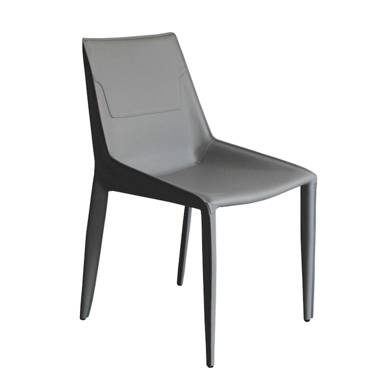 Chaise de salle à manger moderne Modrest Halo en cuir pleine fleur gris clair (Lot de 2)