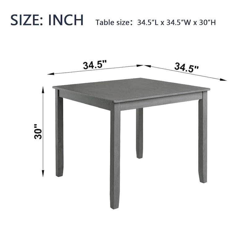 Table à manger carrée en bois, Table de cuisine pour petit espace, Table à manger pour 4 personnes