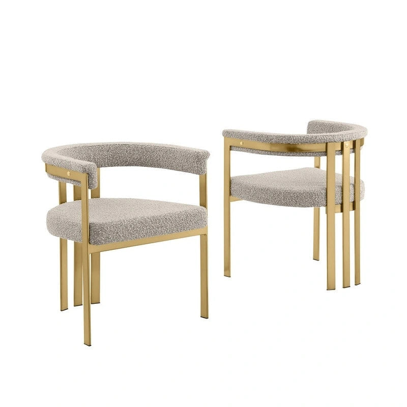 Chaises de salle à manger en métal chromé doré brossé mat (lot de 2) - N/A