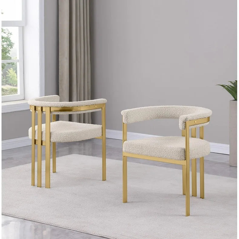 Chaises de salle à manger en métal chromé doré brossé mat (lot de 2) - N/A