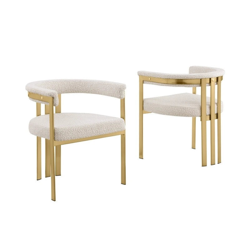 Chaises de salle à manger en métal chromé doré brossé mat (lot de 2) - N/A