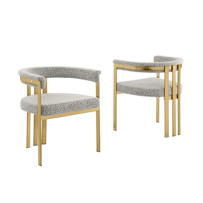 Chaises de salle à manger en métal chromé doré brossé mat (lot de 2) - N/A