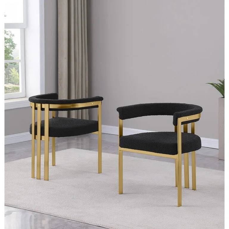 Chaises de salle à manger en métal chromé doré brossé mat (lot de 2) - N/A