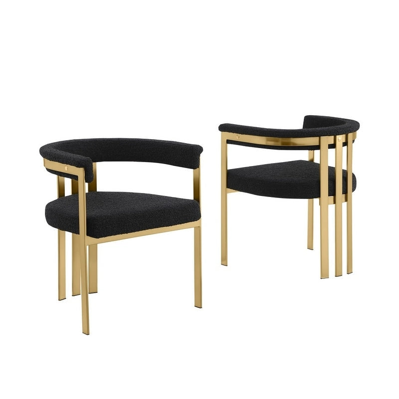 Chaises de salle à manger en métal chromé doré brossé mat (lot de 2) - N/A