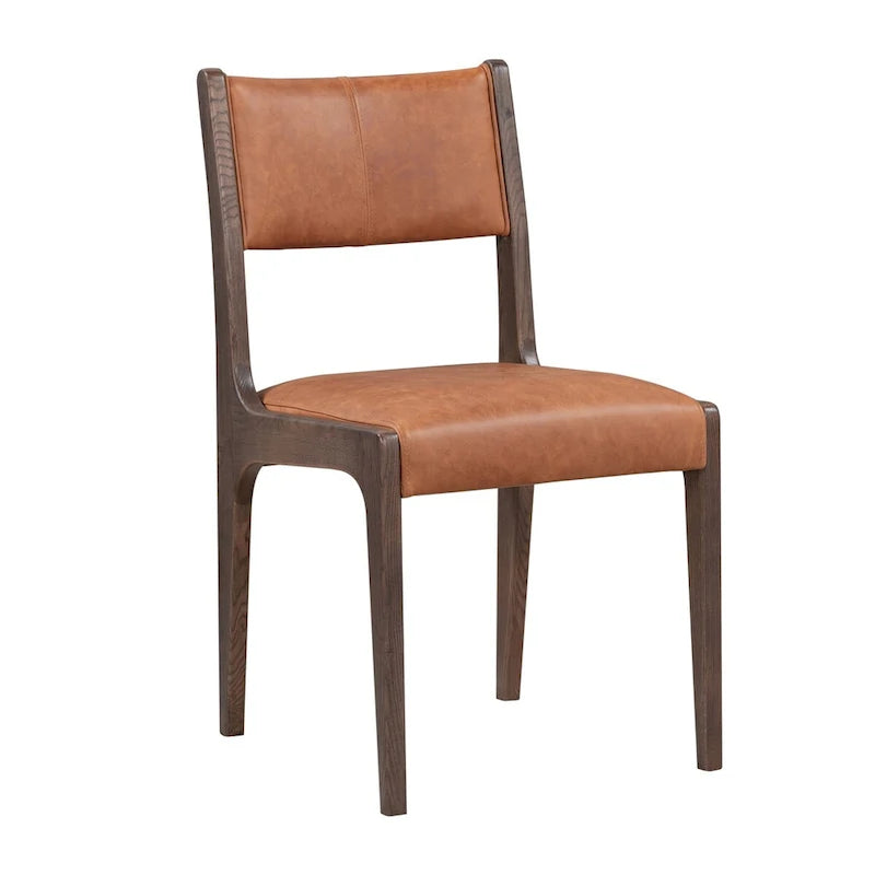 Chaise de salle à manger en cuir Wayne, style classique