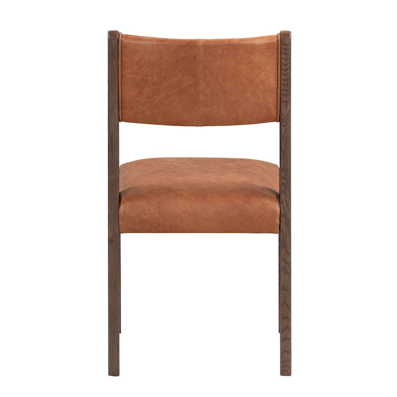 Chaise de salle à manger en cuir Wayne, style classique