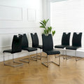 Lot de 6 chaises de salle à manger avec assise rembourrée en similicuir, revêtues de pieds en métal chromé