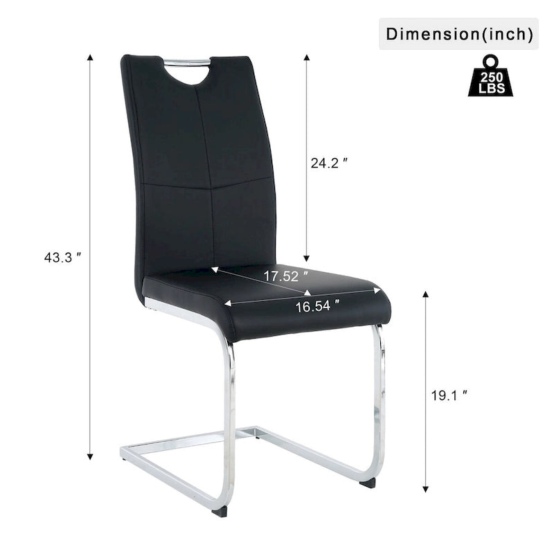 Lot de 6 chaises de salle à manger avec assise rembourrée en similicuir, revêtues de pieds en métal chromé