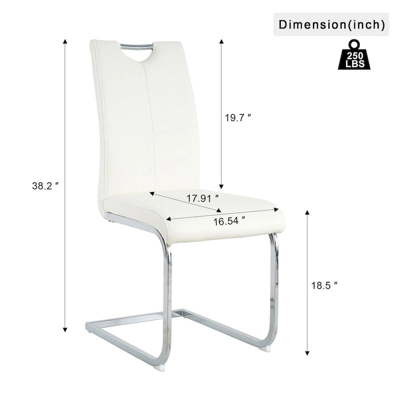 Lot de 6 chaises de salle à manger avec assise rembourrée en similicuir, revêtues de pieds en métal chromé