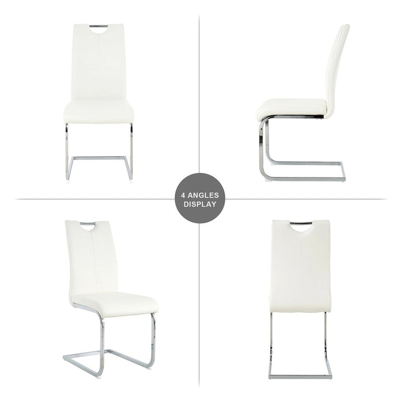 Lot de 6 chaises de salle à manger avec assise rembourrée en similicuir, revêtues de pieds en métal chromé