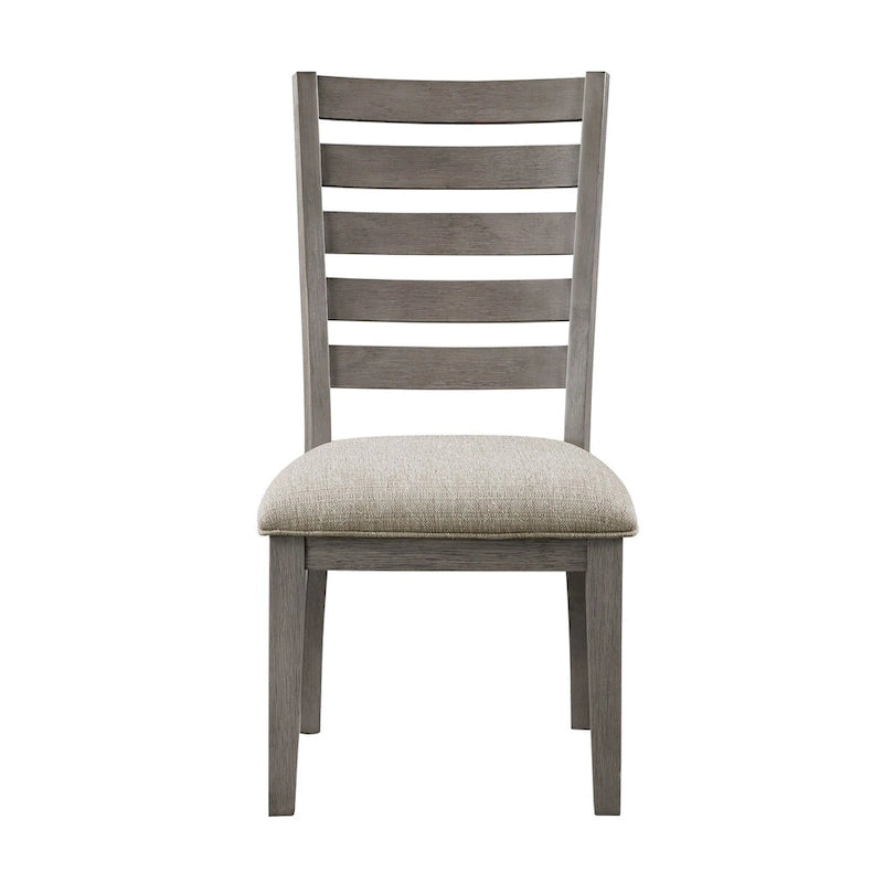 Lot de 2 chaises de salle à manger Trea de 58 cm, dossier échelle, gris, assise coussinée beige